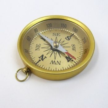 AL48852B - Aluminum Flat Desktop Compass, Gold Dial, Gold Finish