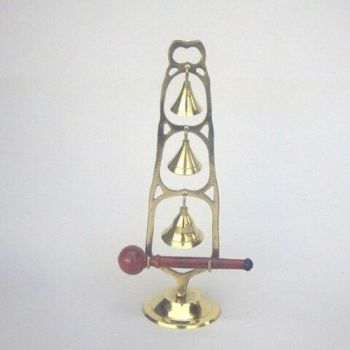 BR1970 - Brass 3 Bell Gong, Wooden Mallet