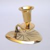 BR22502 - Brass Candle Holder On Leaf Stand