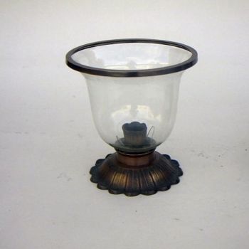 BR22761 - Leaf Antique Candle Holder, Glass,