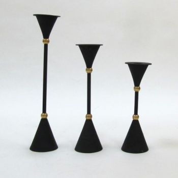 BR22774 - Solid Brass Candle Holder Set Black