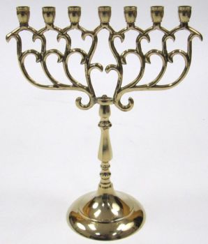 BR2291 - 7-Branch Brass Temple Menorah (medium)