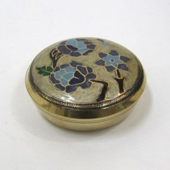 BR2329 - Brass Round Box With Flowers On Lid