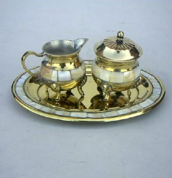 BR40421 - Solid Brass Mother of Pearl set