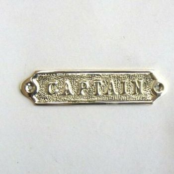 BR48232 - Solid Brass Door Sign "Captain" 5.5"