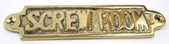 BR48237 - Solid Brass Door Sign "Screw Room" 5.125"