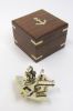 BR48510A - Solid Brass Small Sextant - With Wooden Box