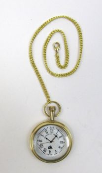 BR48659 - solid brass pocket watch with chain. Assorted historical designs.