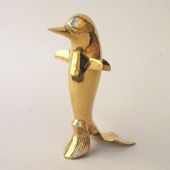 BR61122 - Brass Dolphin Statue