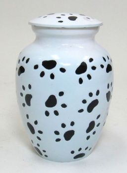 BR7179 - Solid Brass Pet Urn Dalmatian Paw Prints