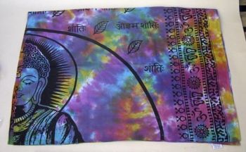 IB2211B - Bedspread, Fine Weaving, Tie-dye Buddha Single