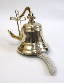 IE786165 - Solid Brass Anchor Bell (Plain Anchor)