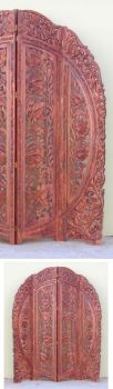 IE78650 - Carved Wooden Screen Half Round Flower Sheesham Wood