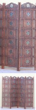 IE78667 - Carved Wooden Screen Angori Badroon With Iron Round Jali