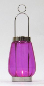 IR15375 - Candle Lantern Round Sliding Chrome Plated Color Glass