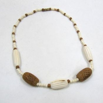 JR1803 - Necklace Brown / White Beads (2 Brown, 3 White) Roll 18