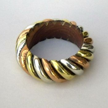 JR344 - Bracelet Brass, Copper, Silver, Wood