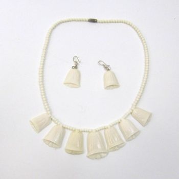 JR803 - Bone Heart Bell Necklace and Earring set