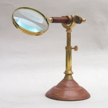 MR4818B - Magnifying Glass, Wooden Handle, Wooden Stand