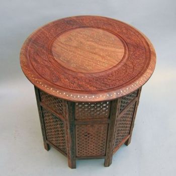 SH122 - Hand Carved Wooden Octagonal Table