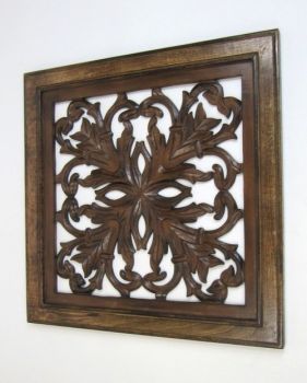 SH15754 - Carved wooden wall panel, wall hanging, leafs