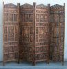 SH1586D - Carved Wooden Screen, Angoori Jali Burning 4-panel