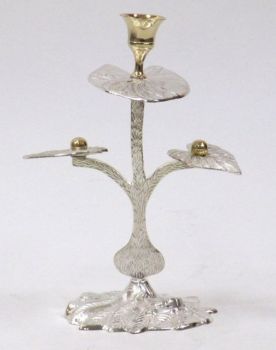 SP2277 - Silver Plated Brass Candle Stick Holder. 2 Leaf