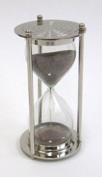 SP4863 - Brass/Chrome Sand/Timer Hourglass 5 Min. Grey Sand