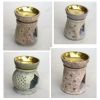 SS22488 - Soapstone Aroma Lamp With Brass Layered Bowl. Various designs.