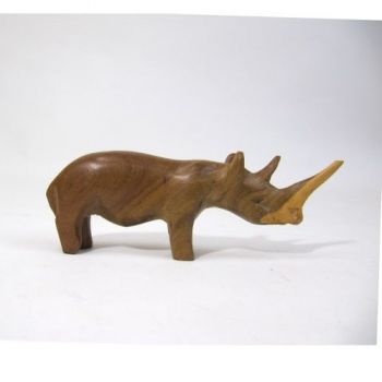 WW129 - Hand Carved Wooden Rhino Made in Africa