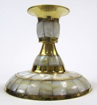 BR22641 - Brass & Mother-Of-Pearl Candle Holder