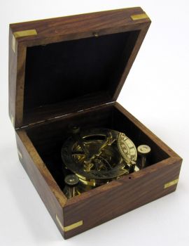 BR48445A - Brass Sun Dial Compass w/ Box