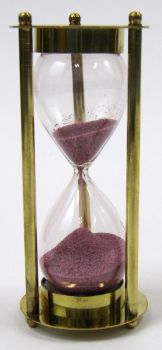 BR4864CP - Brass "MARY ROSE" 3-min. Hourglass w/Maroon Sand