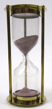 BR4864EP - Brass 5-minute Hourglass w/ Purple Sand 6.375"