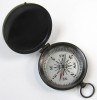 BR48850A - Brass Pocket Compass With Lid Antique Finish, Fluer-De-Lis Dial