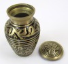 BR6767K - Brass Keepsake Urn Set. (Brass & Black Leaves)