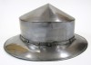 IR80625D - Larp Helmet Kettle Hat 16 Gauge Chin Strap, Faux Leather Lined