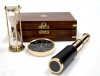 SH7707 - Nautical Gift Box - With compass, timer and telescope in Wooden Box