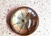 BR484409 - paper weight marine desktop compass. Antique brass, felt lining